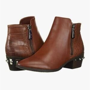Sam Edelman Whiskey Tan Highland Croc Studded Ankle Booties Sz 6.5 Women's